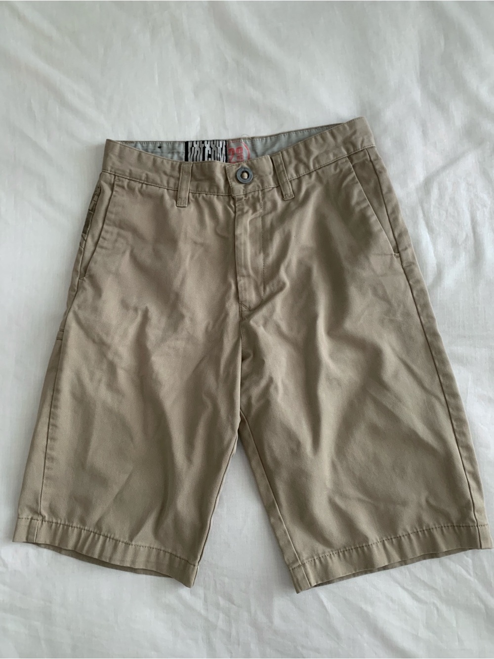 Volcom Boys Chino Shorts Size 28 Youth 16 Khaki Tan Skate Twill Uniform